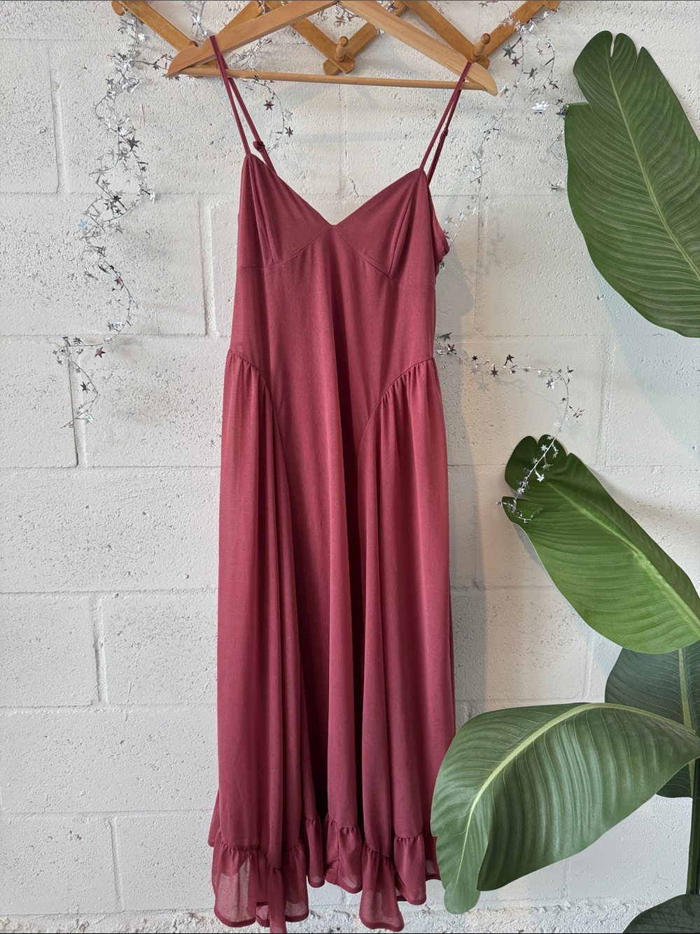 Boho romantic flowy wine color dress